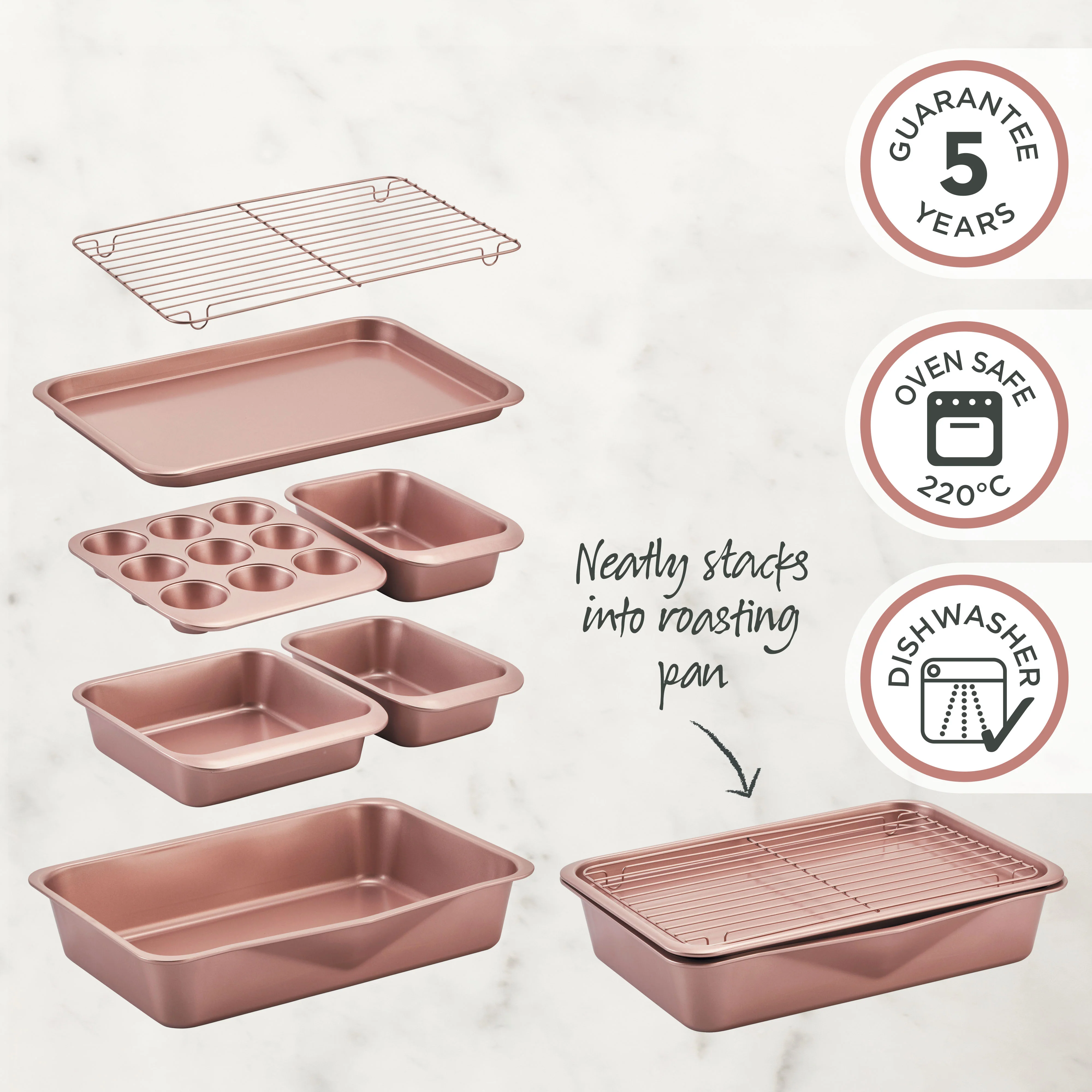 Rose Gold Smart Stack Bakeware 7 Piece Set - Image 5