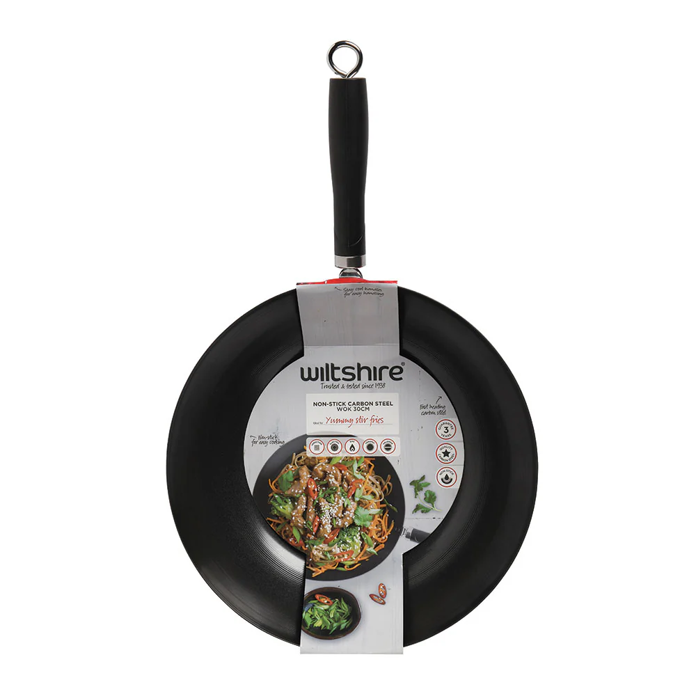 Soho Non-Stick Carbon Steel Wok 30cm - Image 3