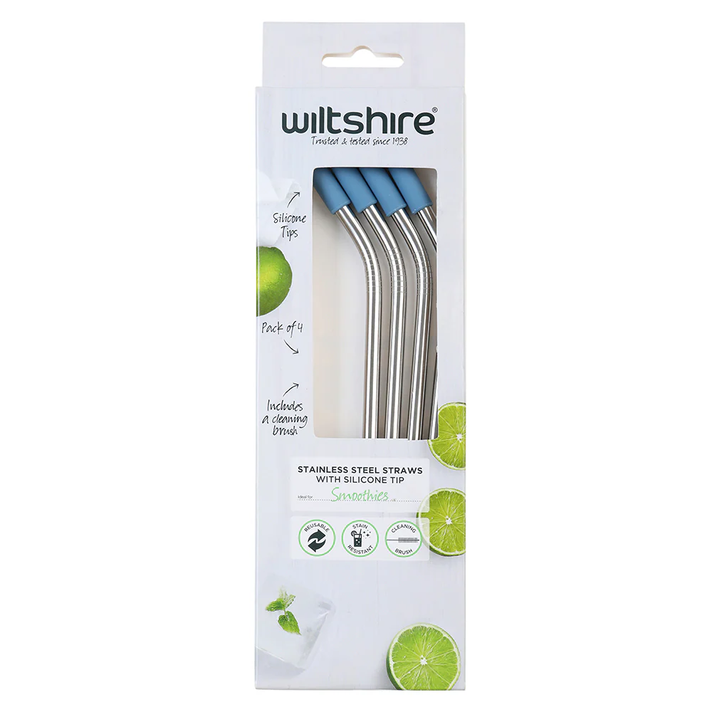 Stainless Steel Straws with Silicone Tip, Pack of 4 - Image 2
