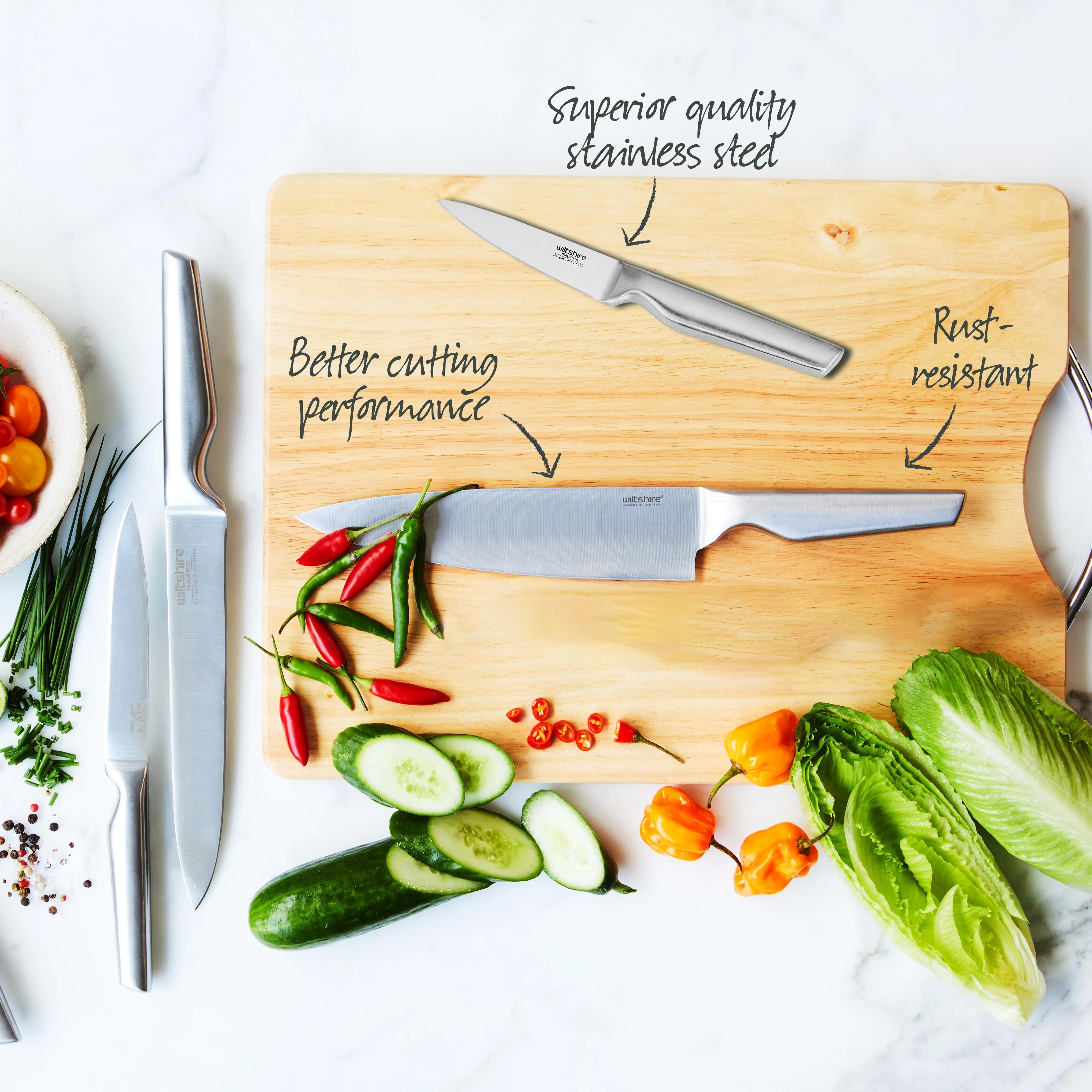 Staysharp Premium Stainless Steel Knife Block Set 5 Piece - Image 5
