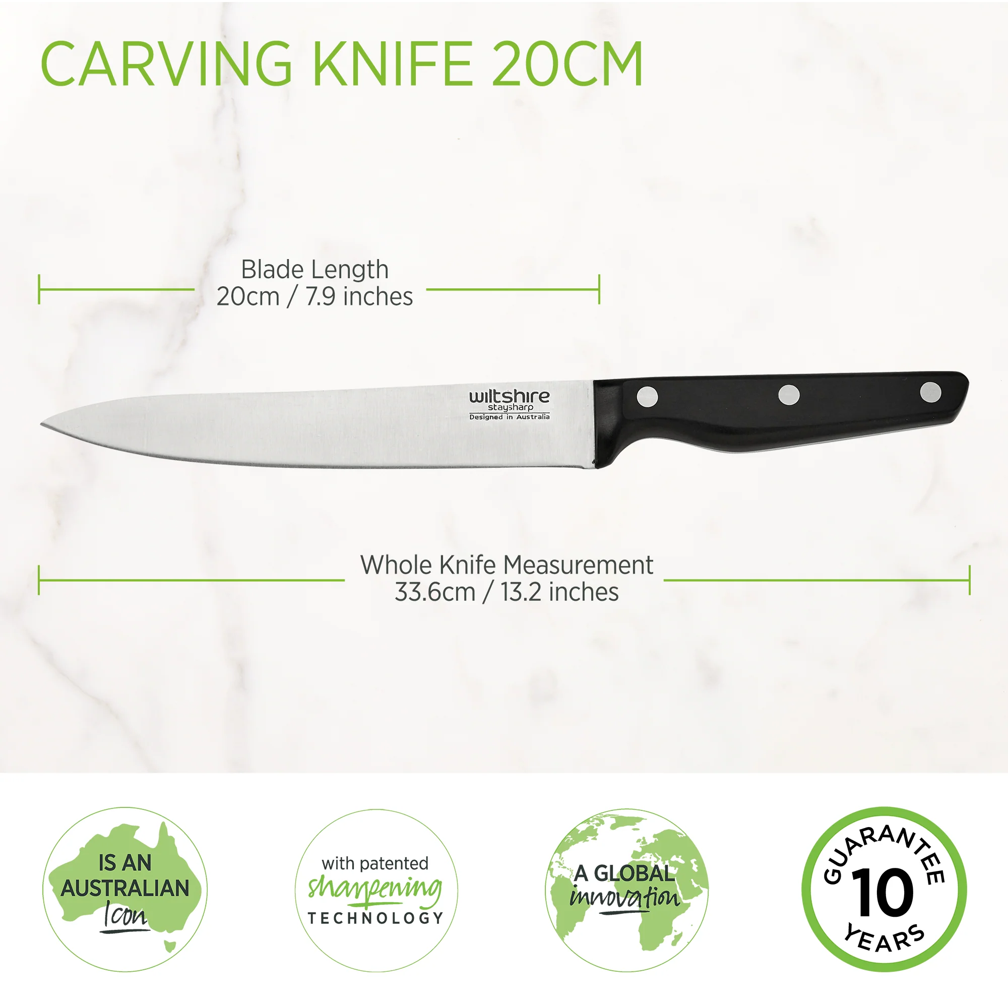 Staysharp Triple Rivet Carving Knife 20cm - Image 3