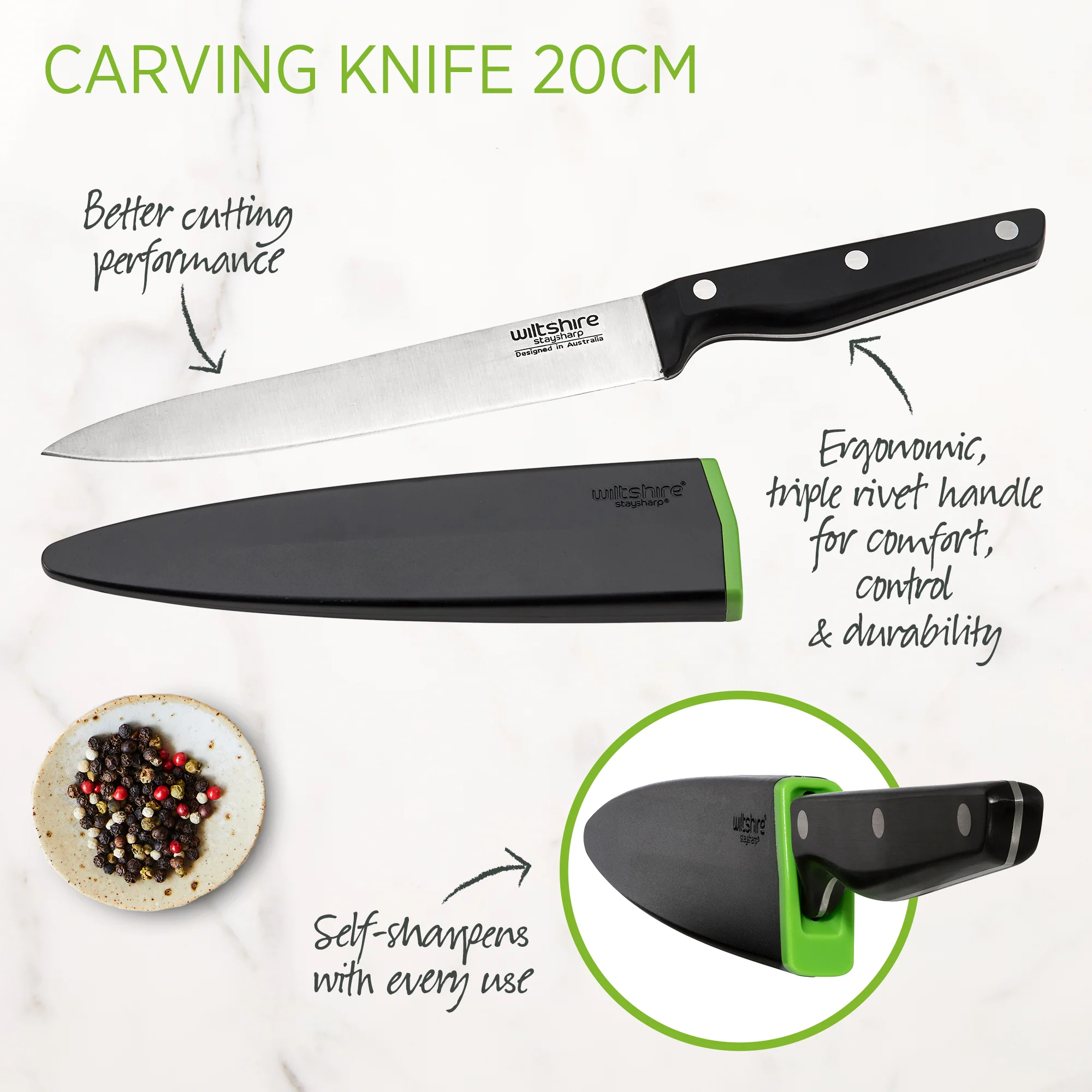 Staysharp Triple Rivet Carving Knife 20cm - Image 4