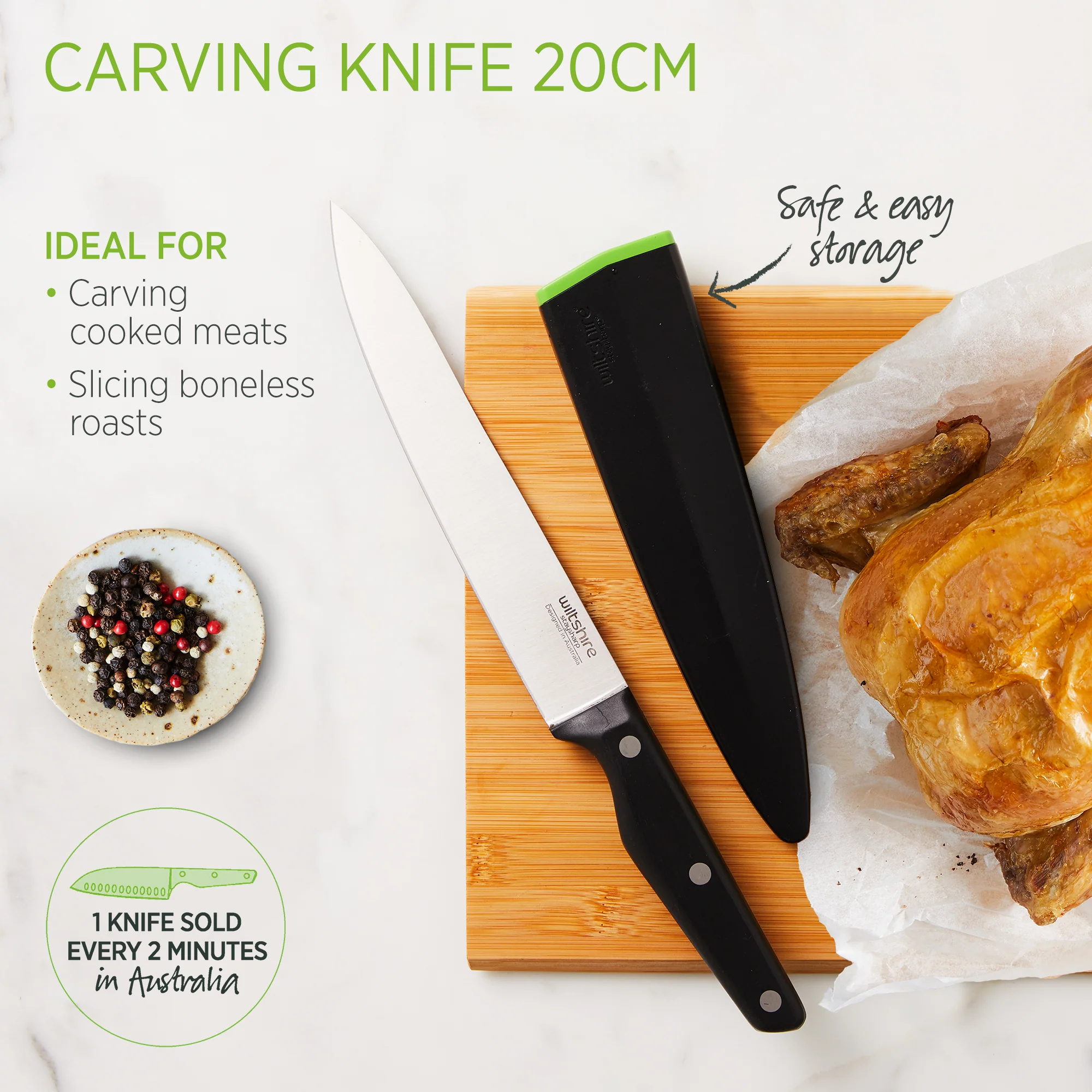 Staysharp Triple Rivet Carving Knife 20cm - Image 5
