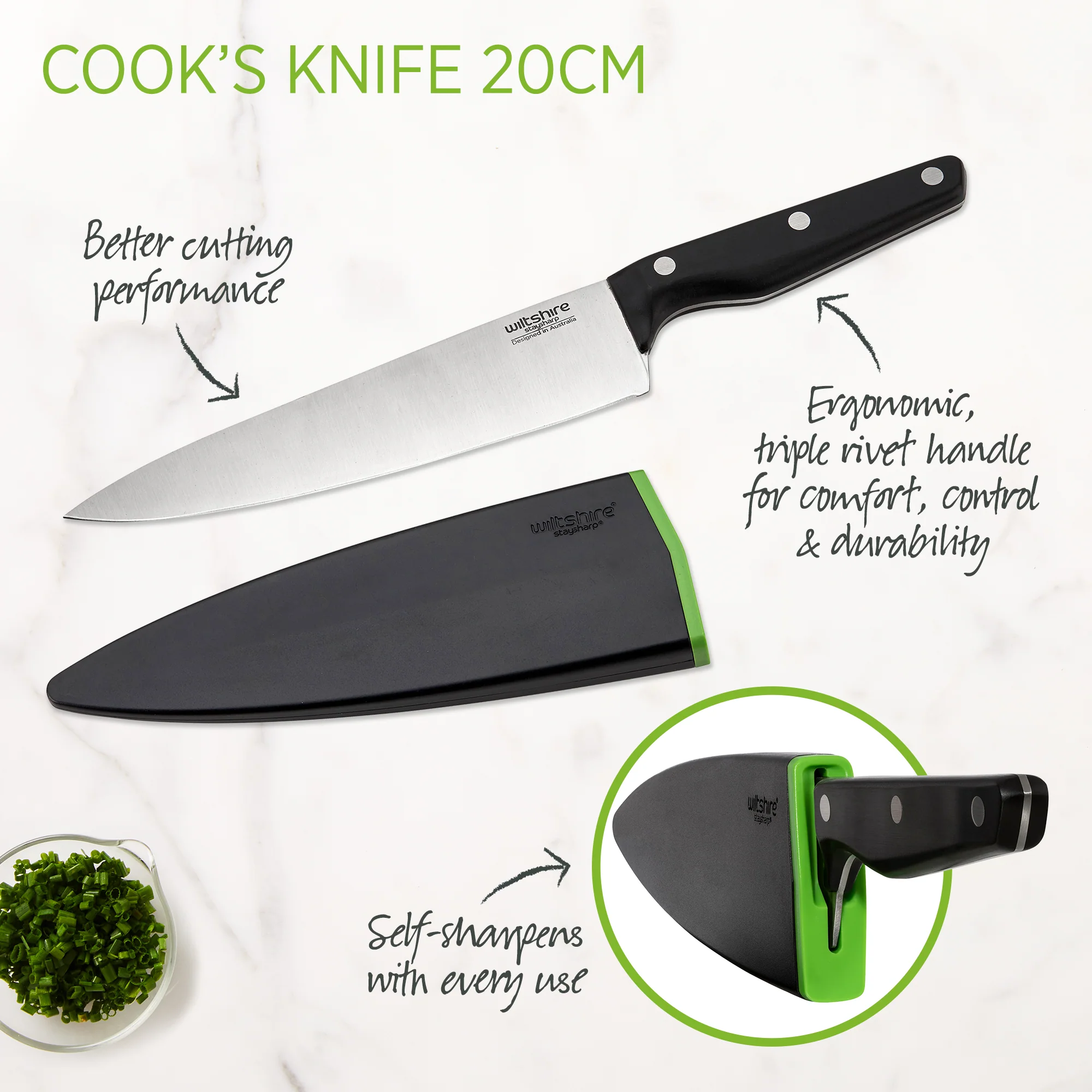 Staysharp Triple Rivet Cook's Knife 20cm - Image 3