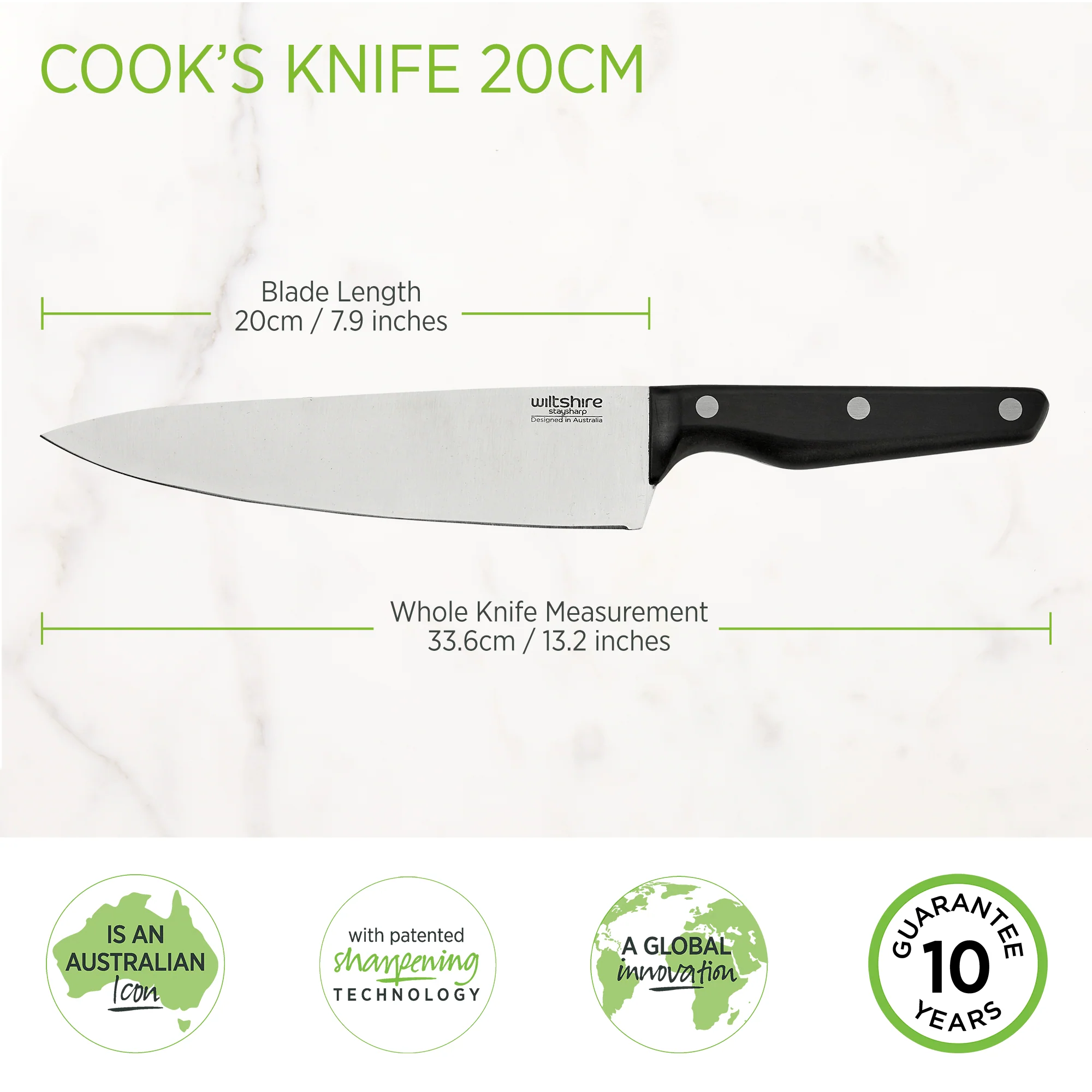 Staysharp Triple Rivet Cook's Knife 20cm - Image 4