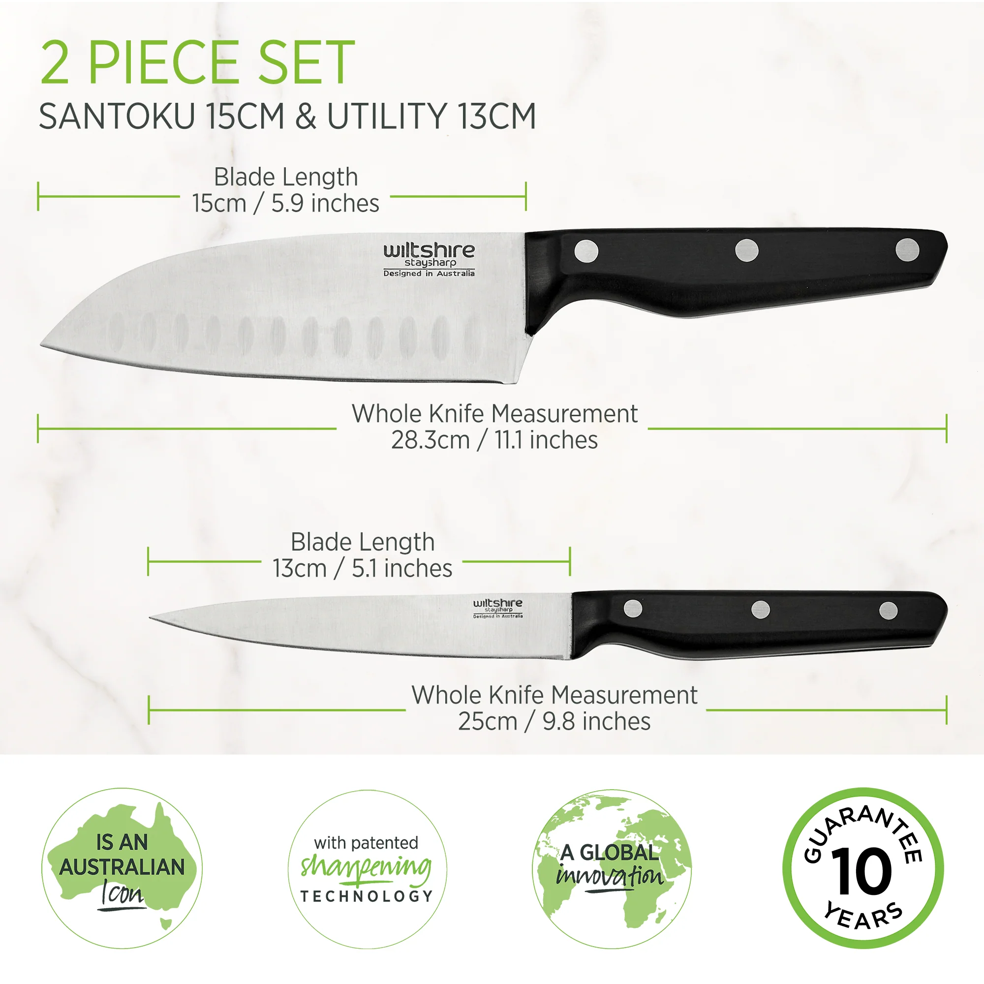 Staysharp Triple Rivet Duo Set Santoku & Utility Knife 2 Piece - Image 6
