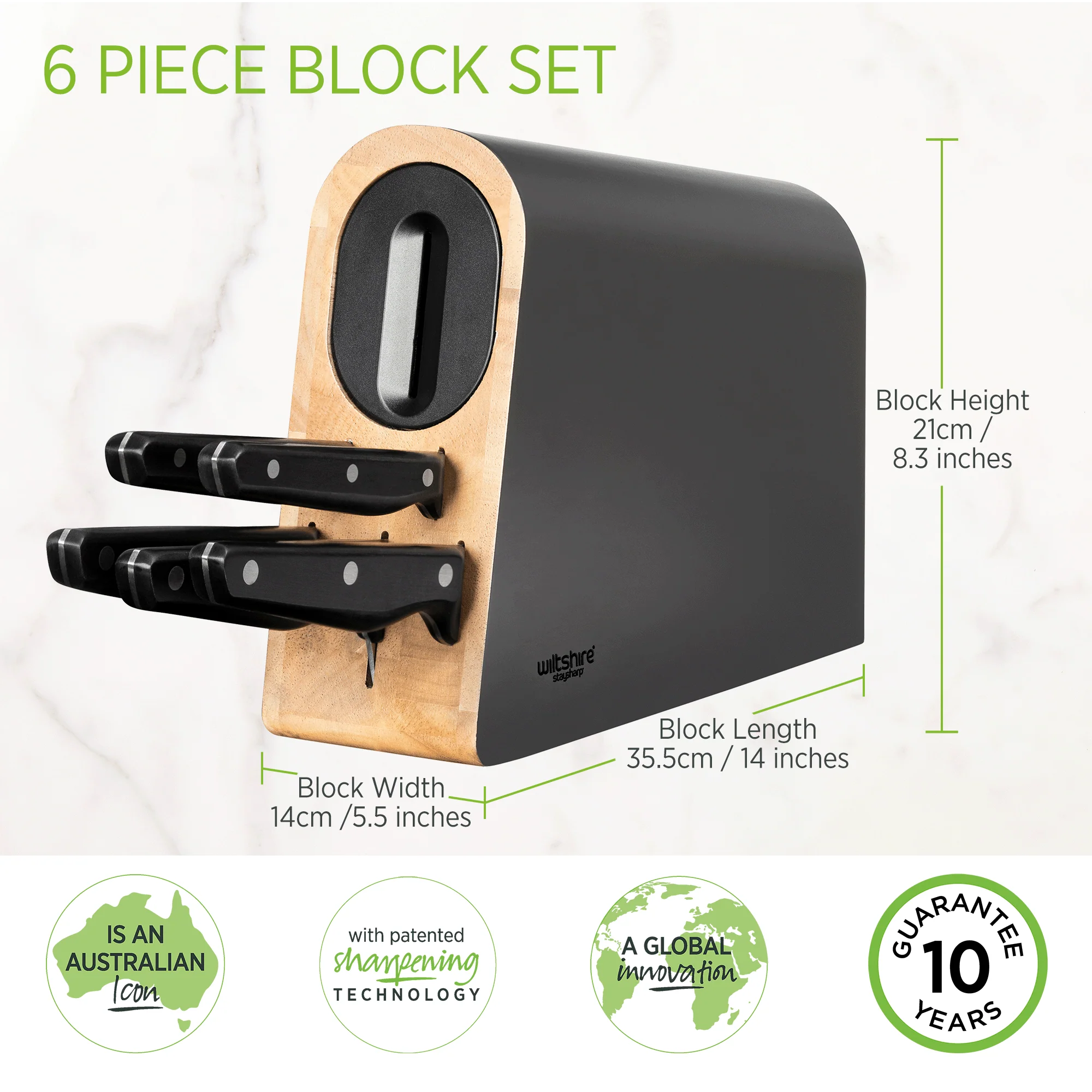 Staysharp Triple Rivet Knife Block Set 6 Piece - Image 3