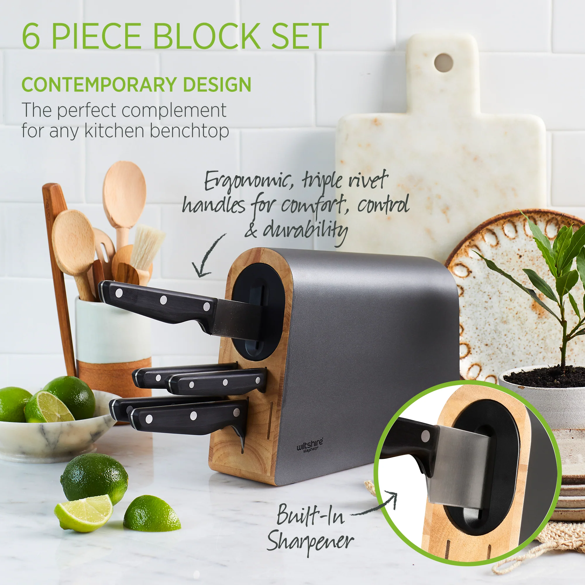 Staysharp Triple Rivet Knife Block Set 6 Piece - Image 4