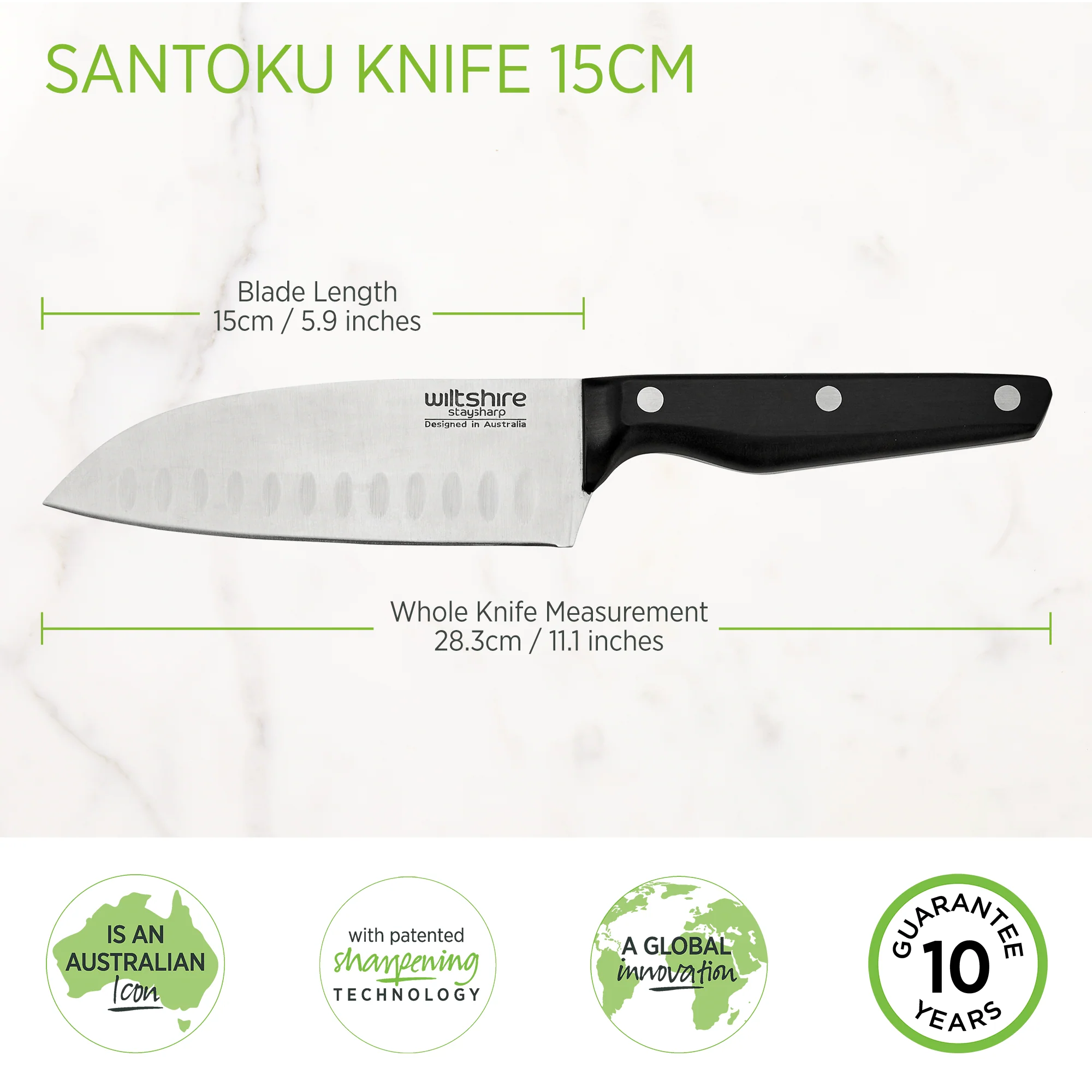 Staysharp Triple Rivet Santoku Knife 15cm - Image 3