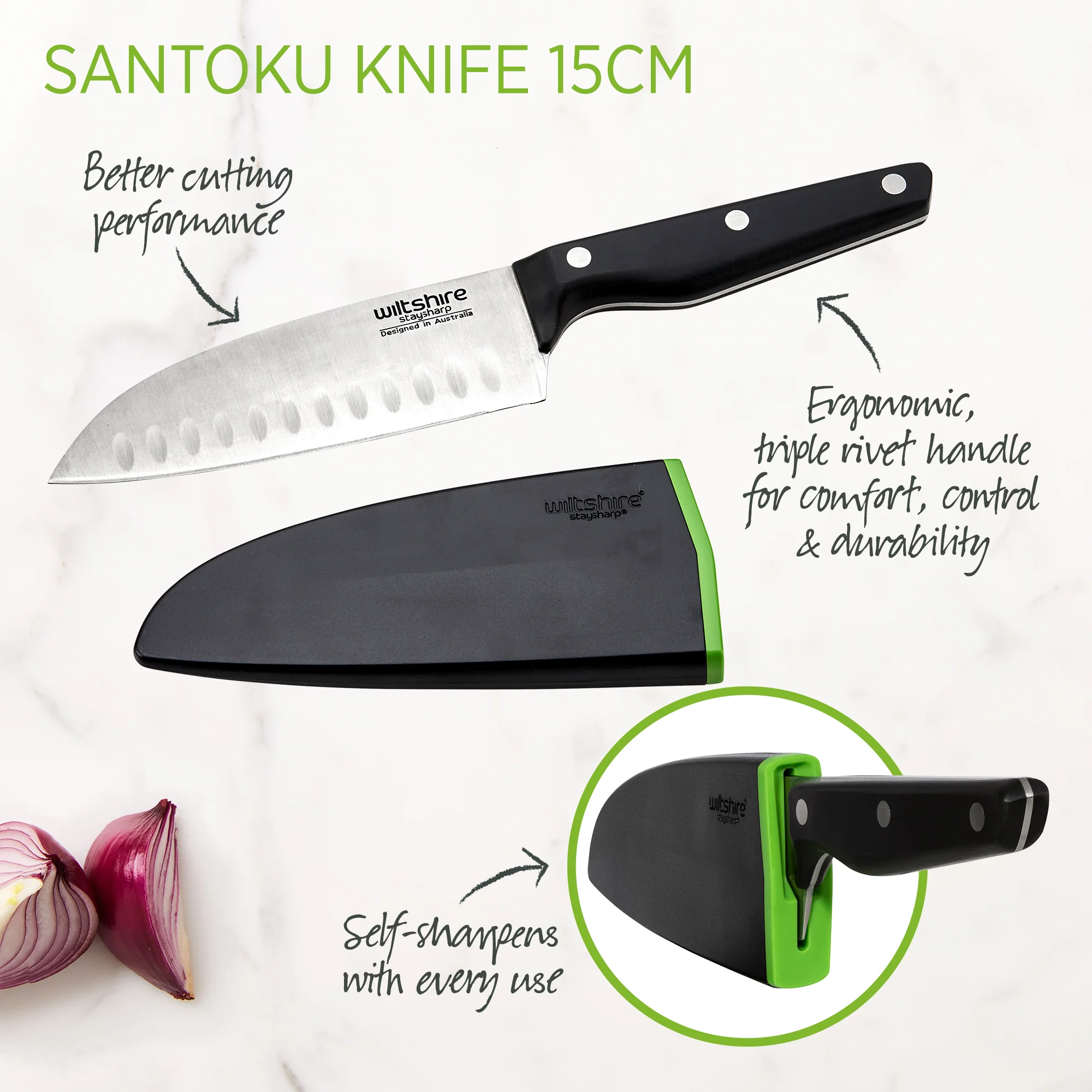 Staysharp Triple Rivet Santoku Knife 15cm - Image 4
