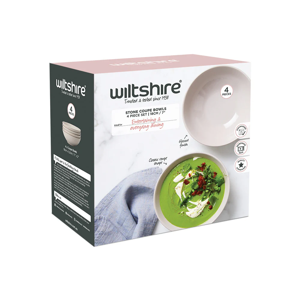 Stone Coupe Bowls 4 Piece Set 18cm x  5.5cm / 7" x 2" - Image 5