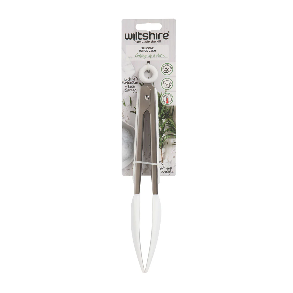 White Silicone Tongs 23cm - Image 2